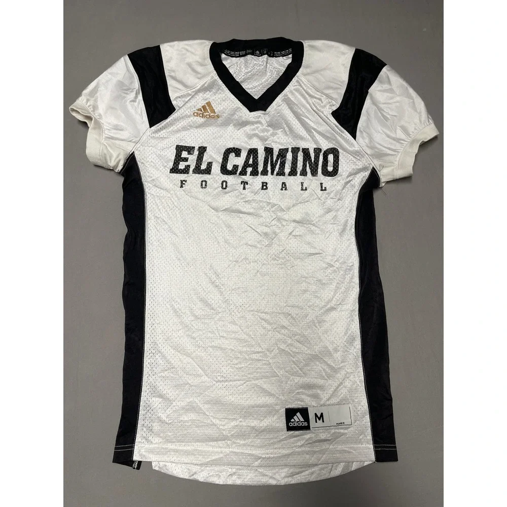 Adidas El Camino Football Jersey Mens Medium White Black Mesh Athletic Shirt